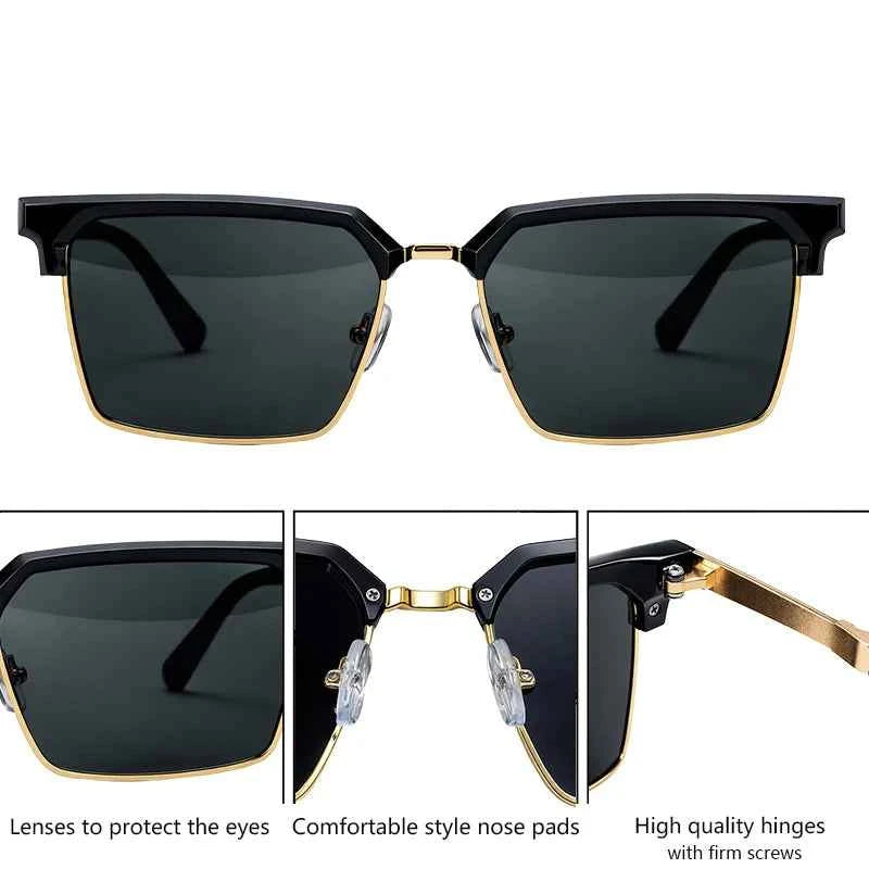 GENTLE LIU FY-99270 Square Sunglasses – Alloy Frame, UV400 Gradient, Steampunk Style