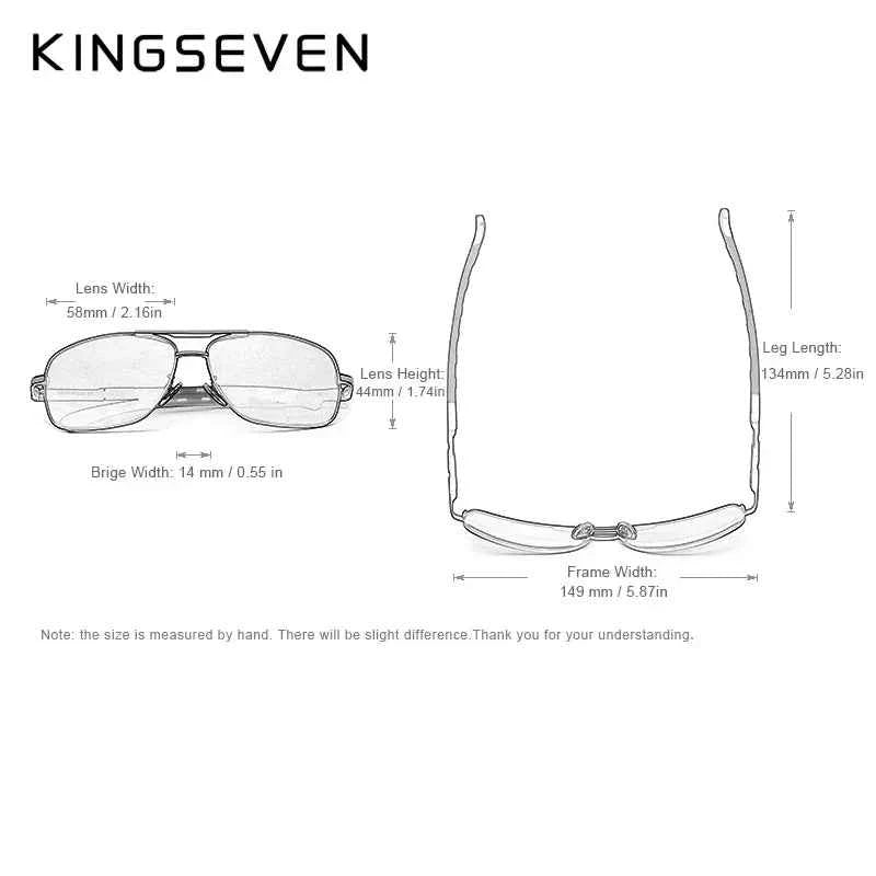 KINGSEVEN 724000 Polarized Sunglasses – Aluminium-Magnesium, Tall Rectangle, UV400, Unisex