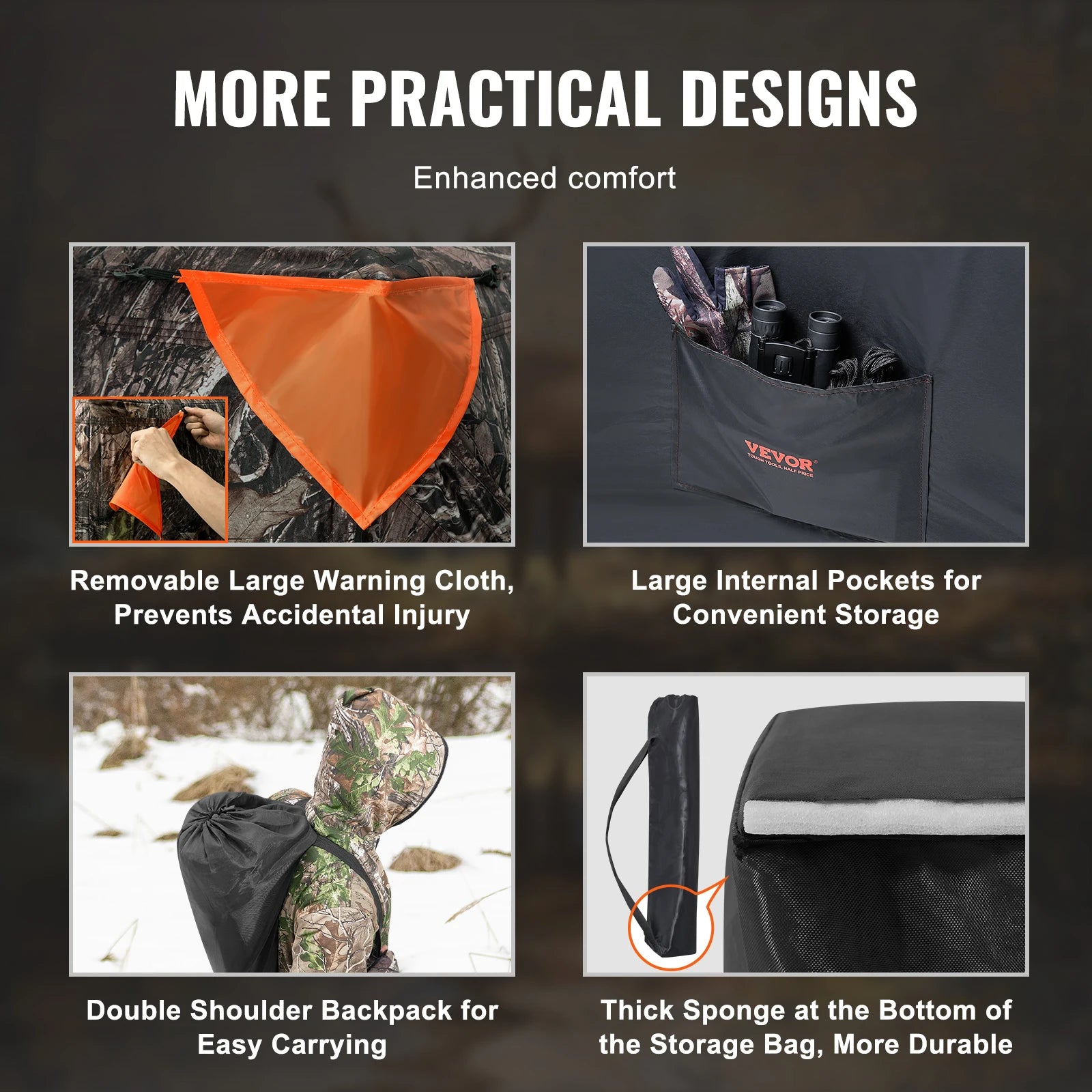 SucceBuy Hunting Blind 270° See Through Ground Blind 1-2 Person for Hunting See Through Mesh for Turkey and Deer Hunting