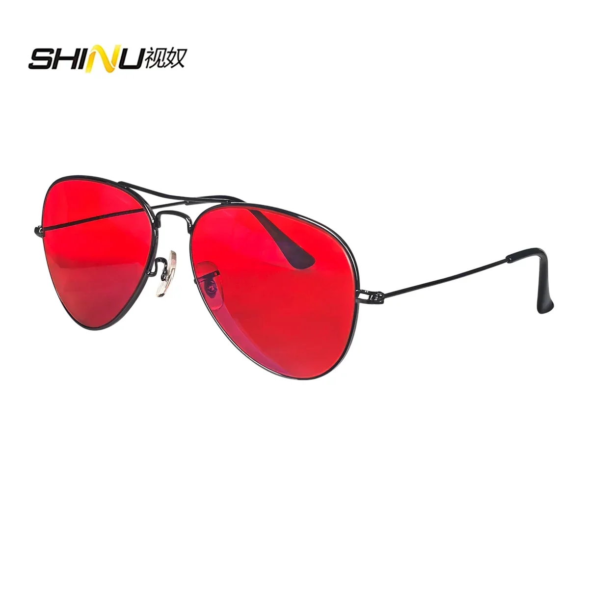 SHINU 3001 Blue Light Blocking Glasses – Red, Orange & Yellow Lenses, 3 Sizes, Stainless Steel