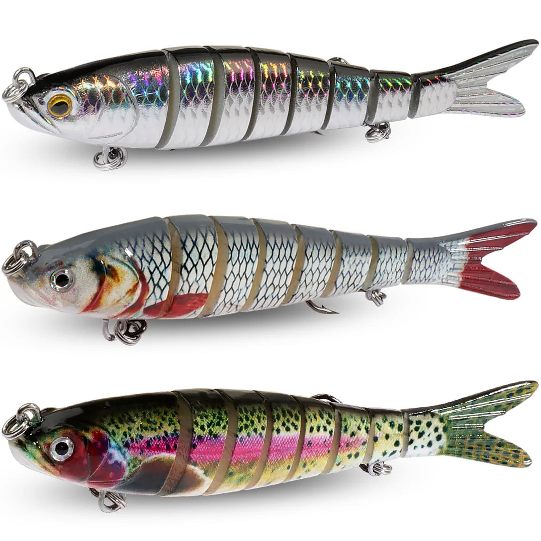 GOBAIT 3-Pack Jointed Swimbait – Slow Sinking Hard Lure with 3D Eyes, 11g / 16g / 27g