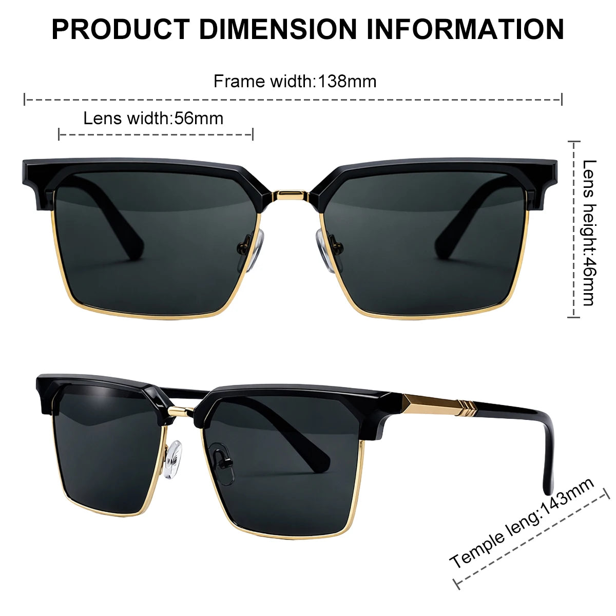 GENTLE LIU FY-99270 Square Sunglasses – Alloy Frame, UV400 Gradient, Steampunk Style