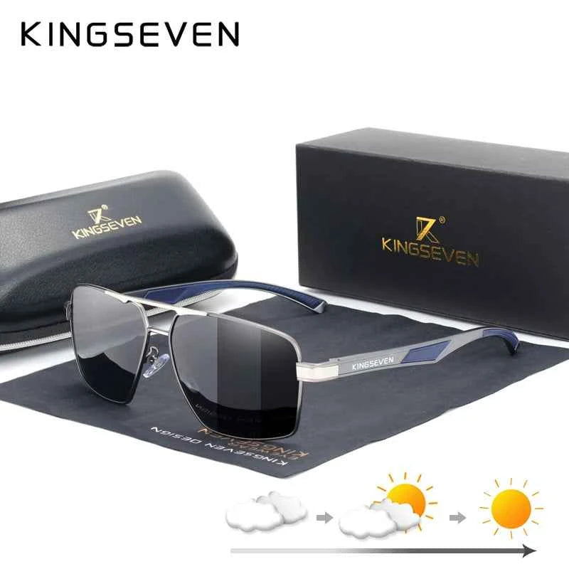 KINGSEVEN 7719 Aluminum Sunglasses – Photochromic, Night Vision & Standard Lens Options, Polarized, UV400, Unisex