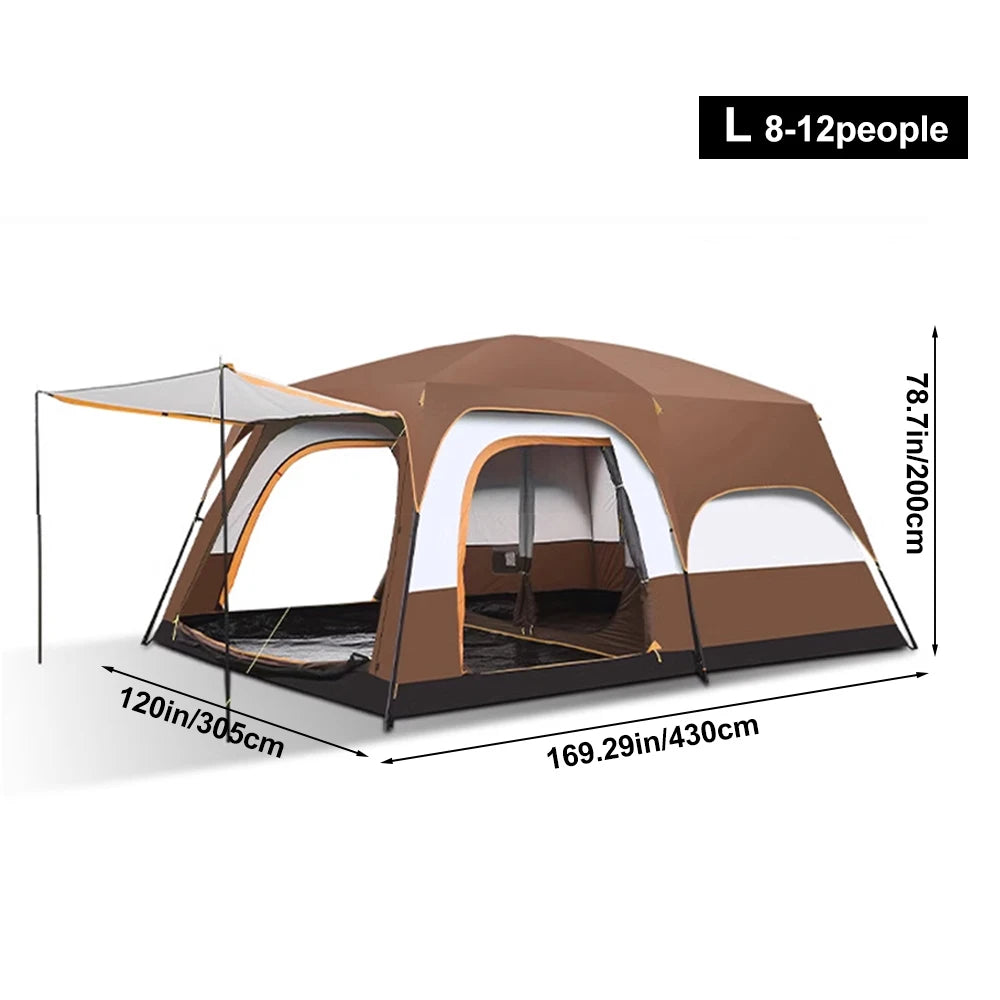 Sonuto 4-Season Family Camping Tent – 2 Bedroom + Living Room, 2000-3000mm Waterproof, 3–12 Person (S & L)
