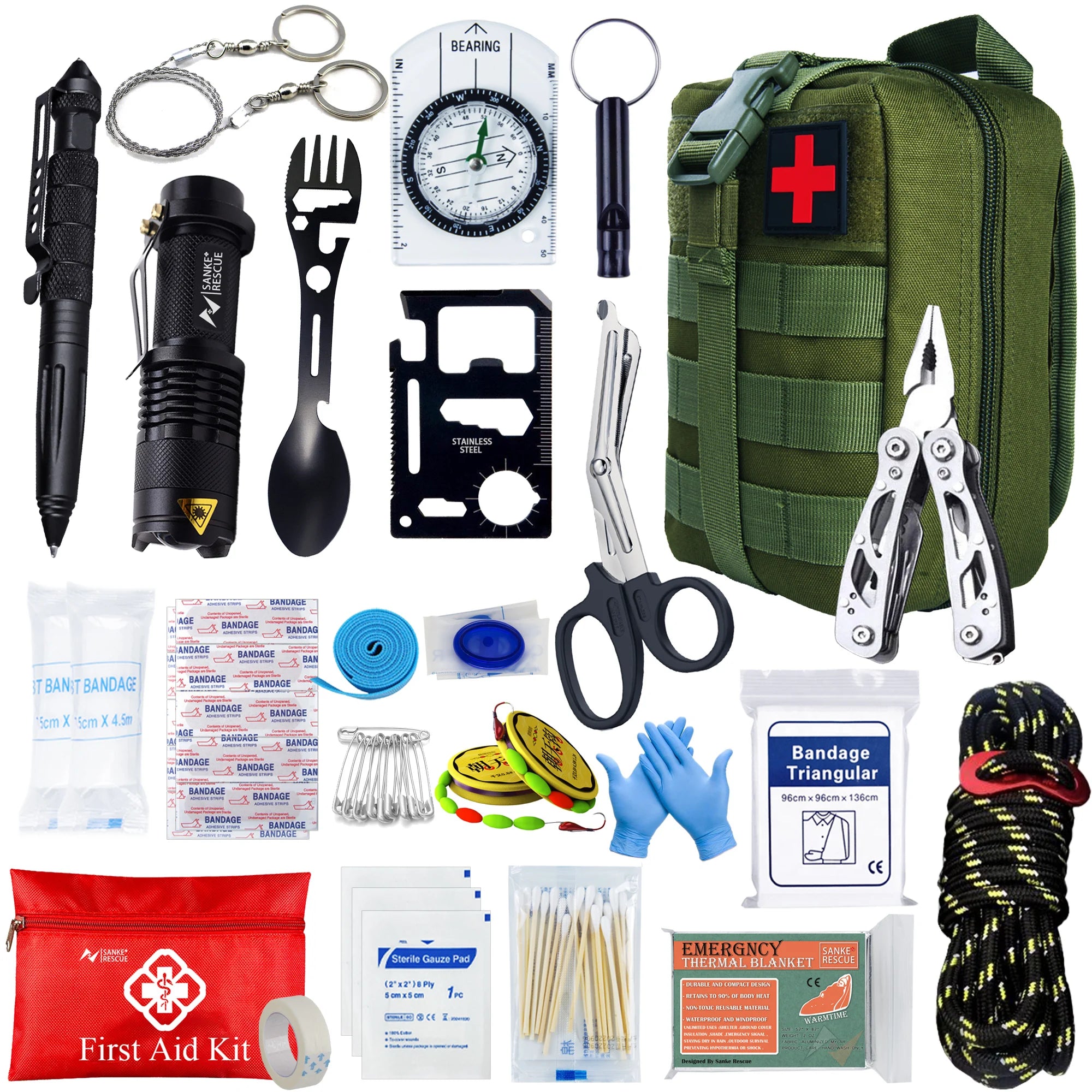 Survival First Aid Kit Survival Full Set Outdoor Gear Emergency Kits Trauma Bag Camping Hiking