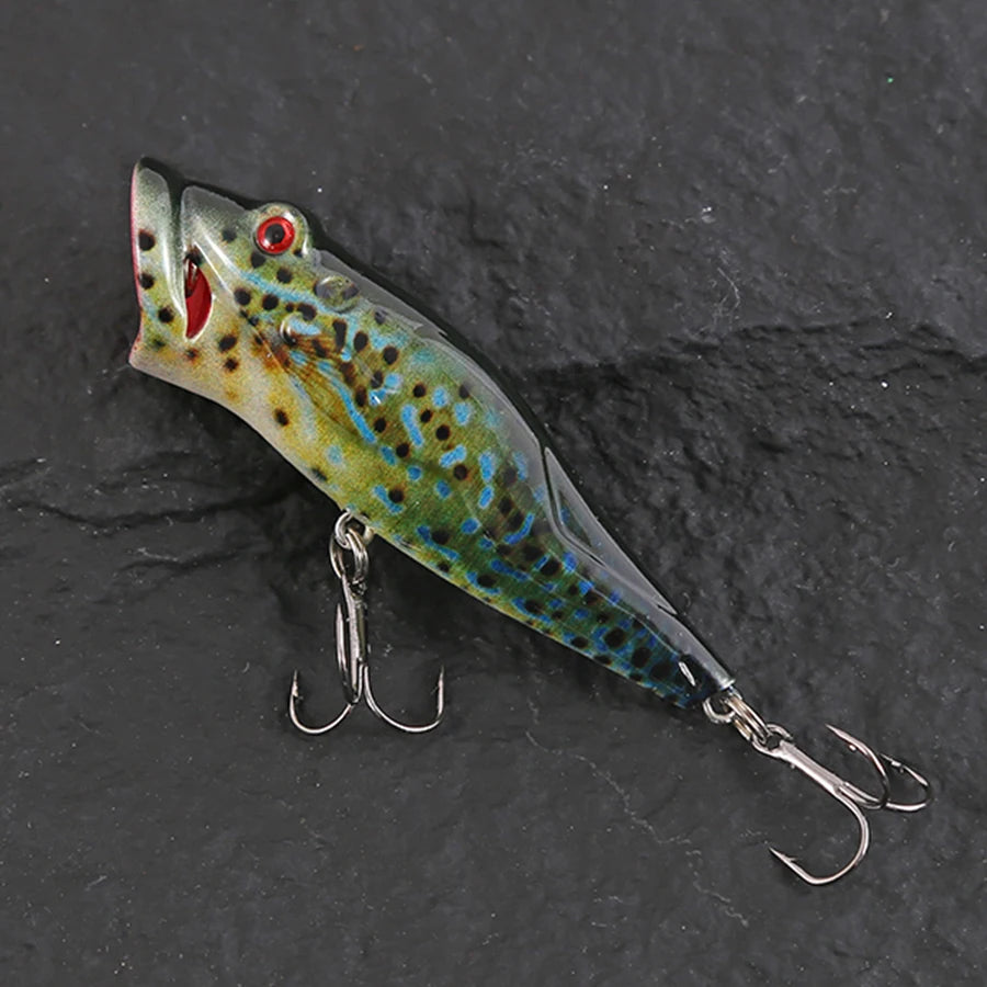 5pcs Striped Crankbait Popper Fishing Lure Set Tackle 8cm/12.4g Dot Painted Artificial Hard Bait With Hook Wobbler For Fish/Pike