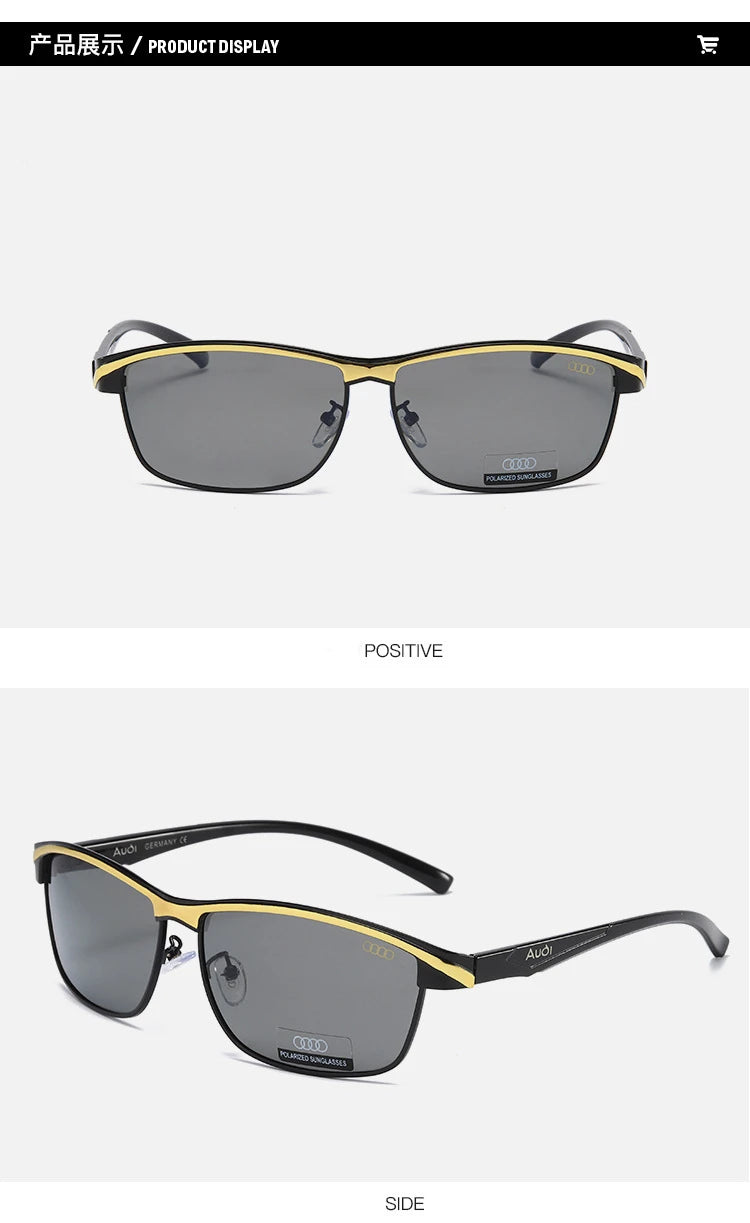 Audi Polarized Sunglasses – Men’s UV400 TAC Lens Anti-Glare Rectangle Frame for Driving, Cycling & Travel