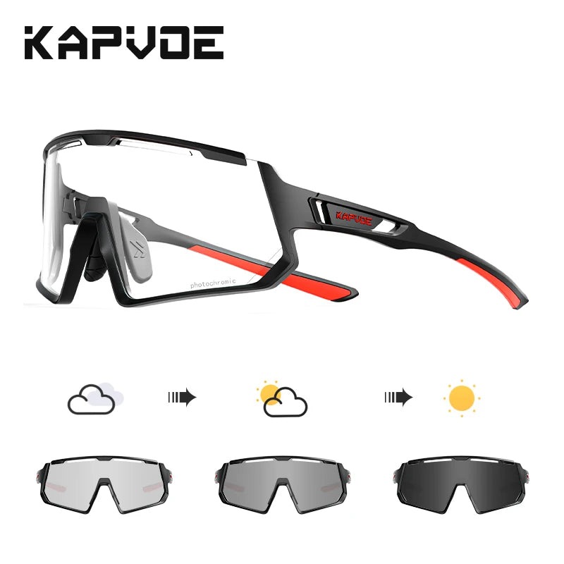 Kapvoe Photochromic Sunglasses for Men Cycling Glasses UV400 Sports Outdoor MTB Baseball Eyewear Women Sunglasses Cycling