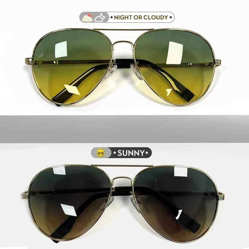 LIOUMO GL3025 Photochromic Pilot Sunglasses – Polarized, Day-Night, UV400, Unisex