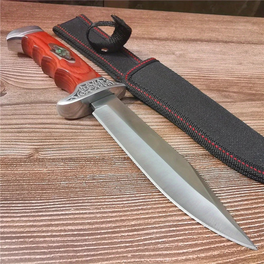 10.4 Inch (265mm) 9CR18MOV Stainless Steel Fixed Blade Knife - High Hardness Camping, Hunting, Outdoor Survival Knife with Sheat