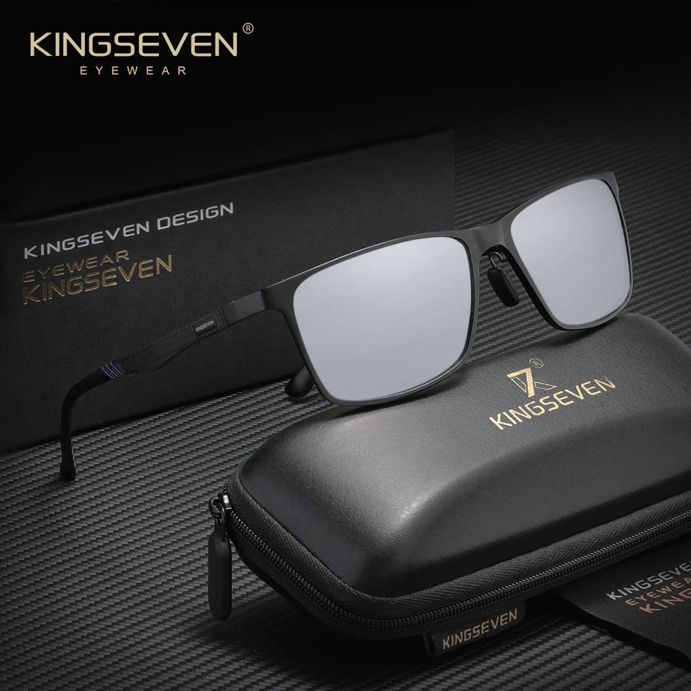 KINGSEVEN Polarized Rectangle Sunglasses – Aluminium Magnesium Frame, UV400 Mirror Lens