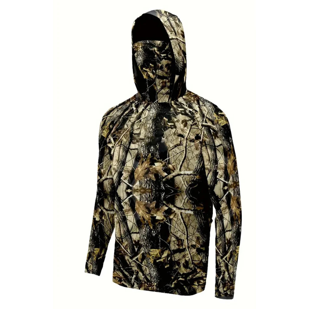 Fishing Hoodie Shirt Men Long Sleeve Trees Hunting Jersey