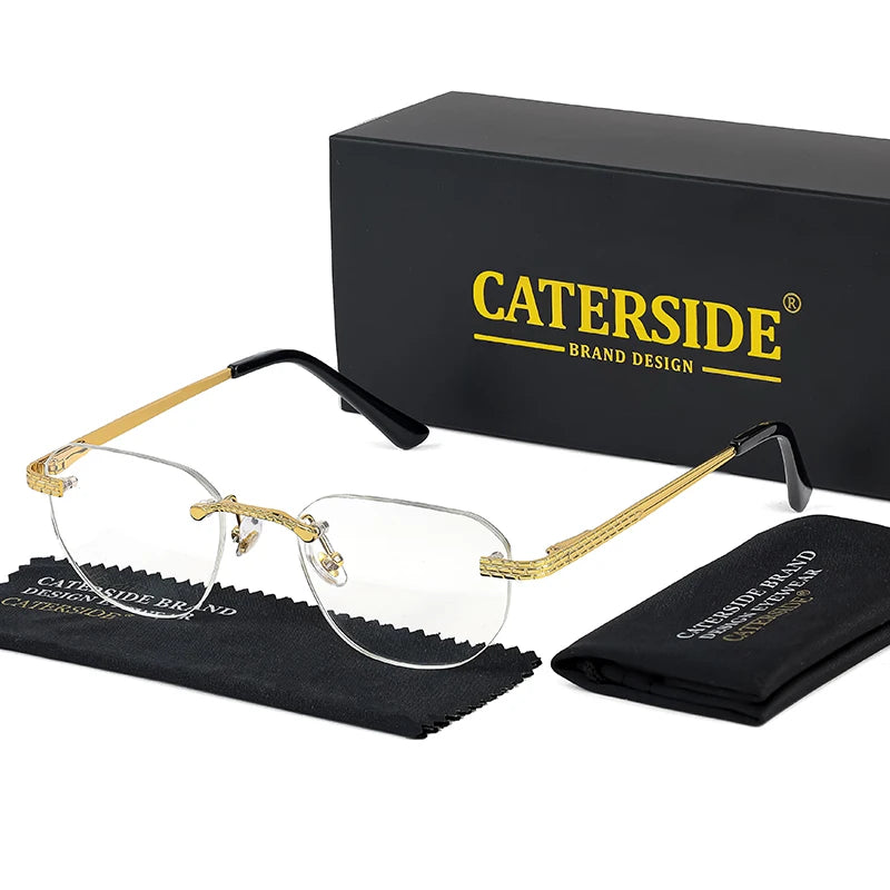 Retro Rimless Pilot Sunglasses – UV400 Copper Frame for Men & Women
