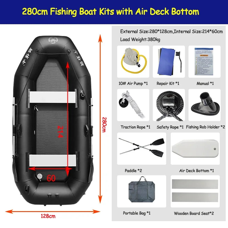 Professional Inflatable Fishing Boat & Kayak Set – Foldable PVC Dinghy for Adults
