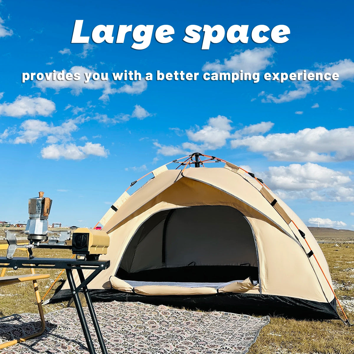Pakicetus Pop-Up Tent – Instant Setup | Waterproof | Tarp-to-Shelter | Camping, Beach & Fishing | Gold & Gray
