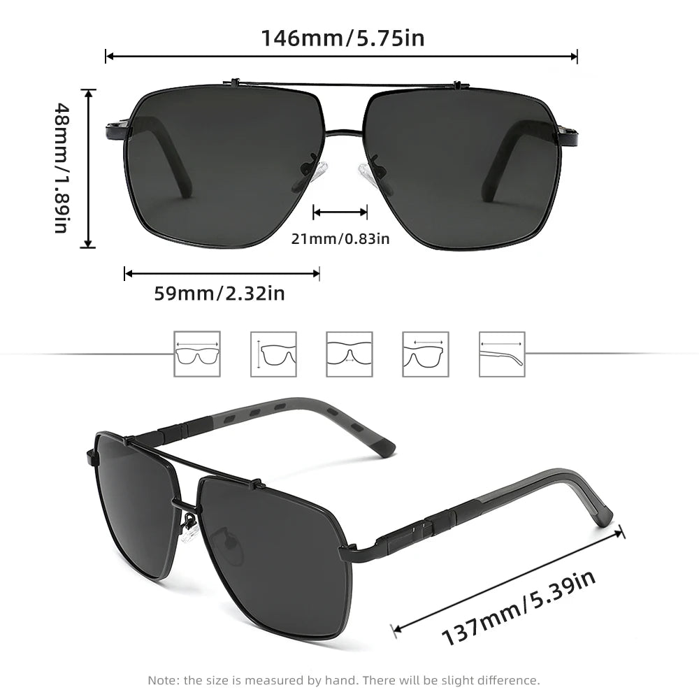 KINGSEVEN Square Polarized Sunglasses – UV400 Mirror Aluminum Frame for Men & Women