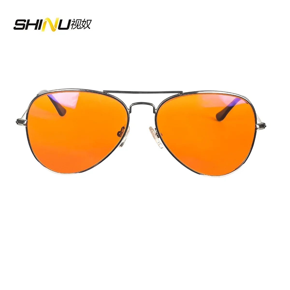 SHINU 3001 Blue Light Blocking Glasses – Red, Orange & Yellow Lenses, 3 Sizes, Stainless Steel
