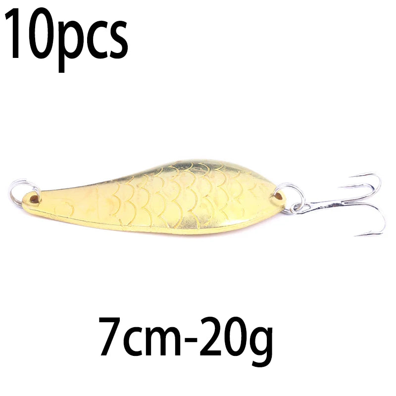 Metal Spoon Fishing Lure with Treble Hook – Gold & Silver Jig Bait for Bass, Pike & Perch