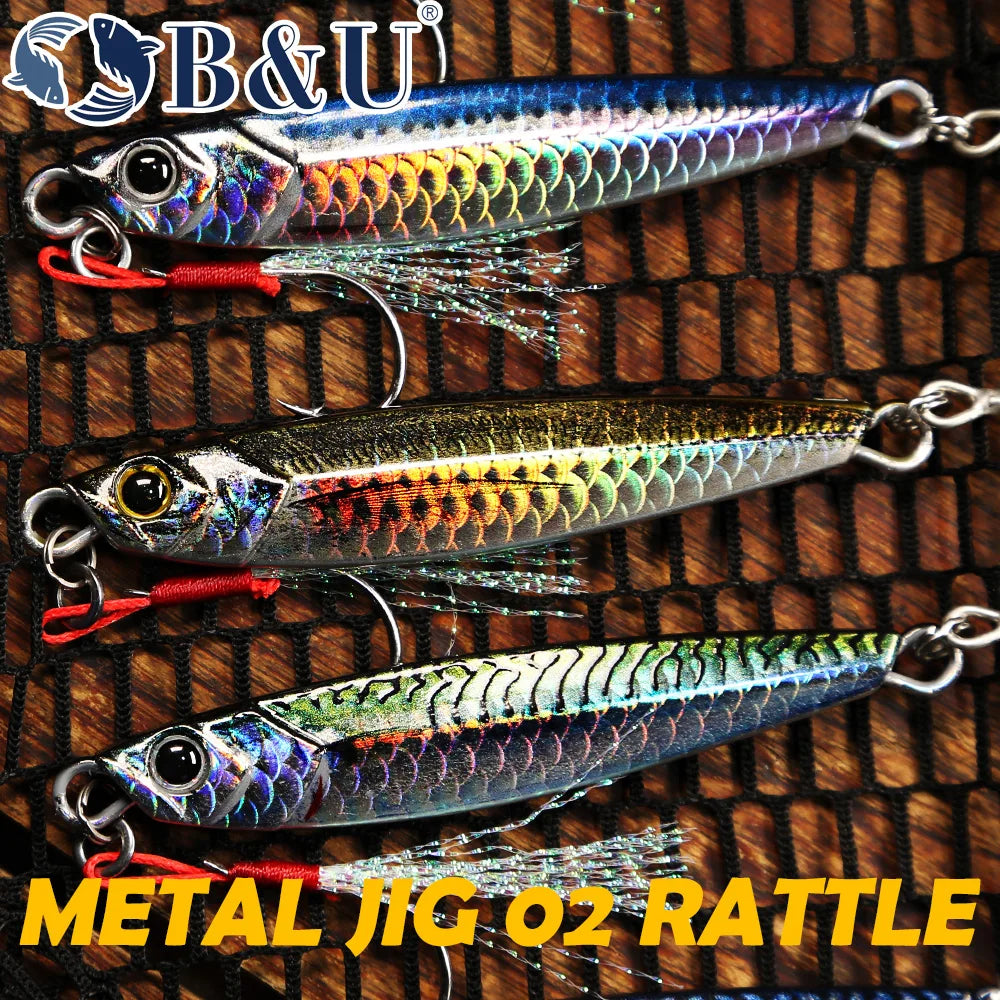B&U Rattle Metal Jig – Saltwater Fishing Lure, Long Casting, 40g / 60g / 80g