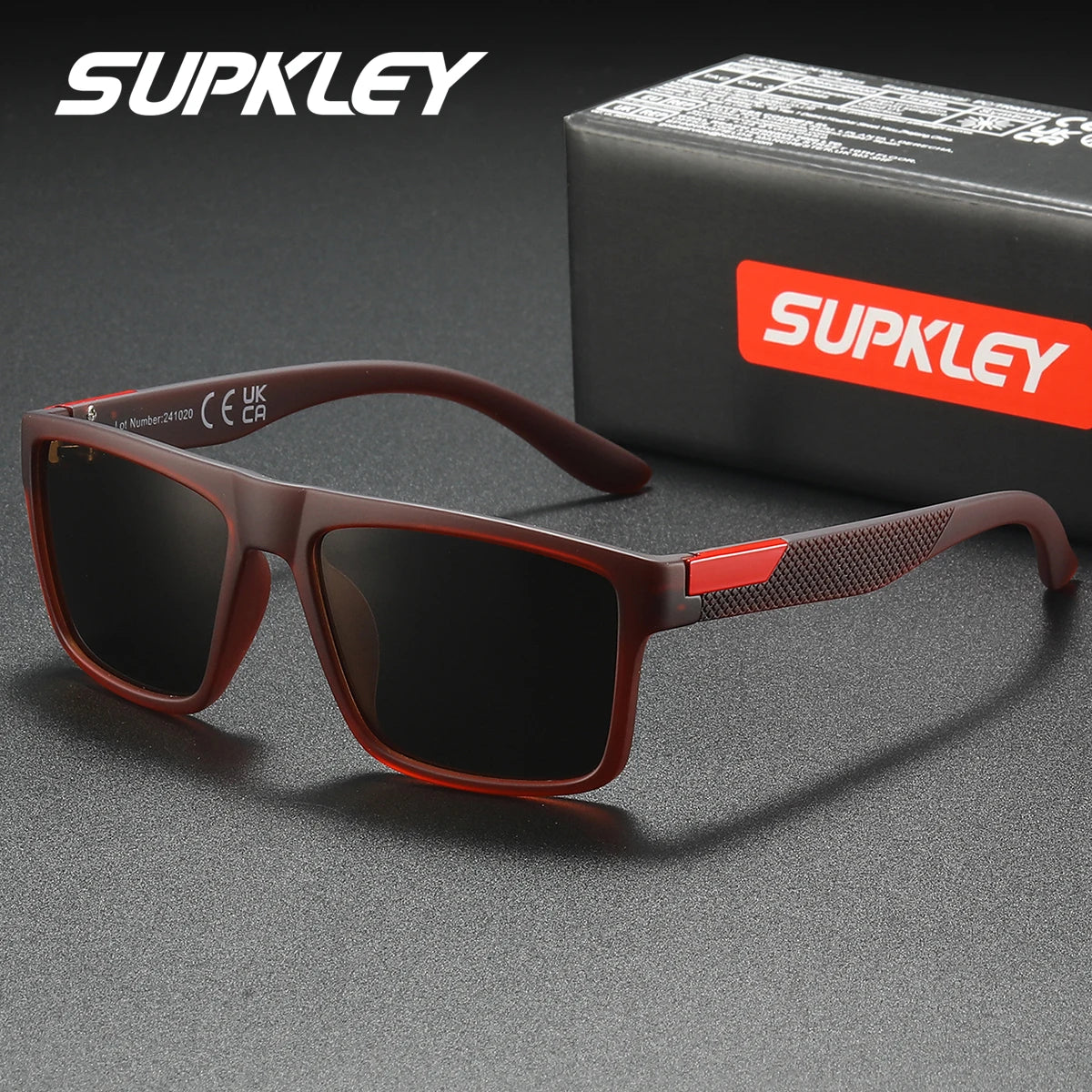 SUPKLEY Polarized Square Sunglasses – UV400, Lightweight Polycarbonate Frame, Unisex, 8 Colors