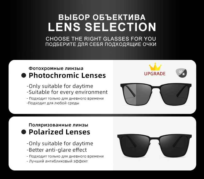CLLOIO Classic Photochromic Sunglasses Men Women Polarized Driving Shades Sun Glasses Travel Anti-glare Chameleon Glasses