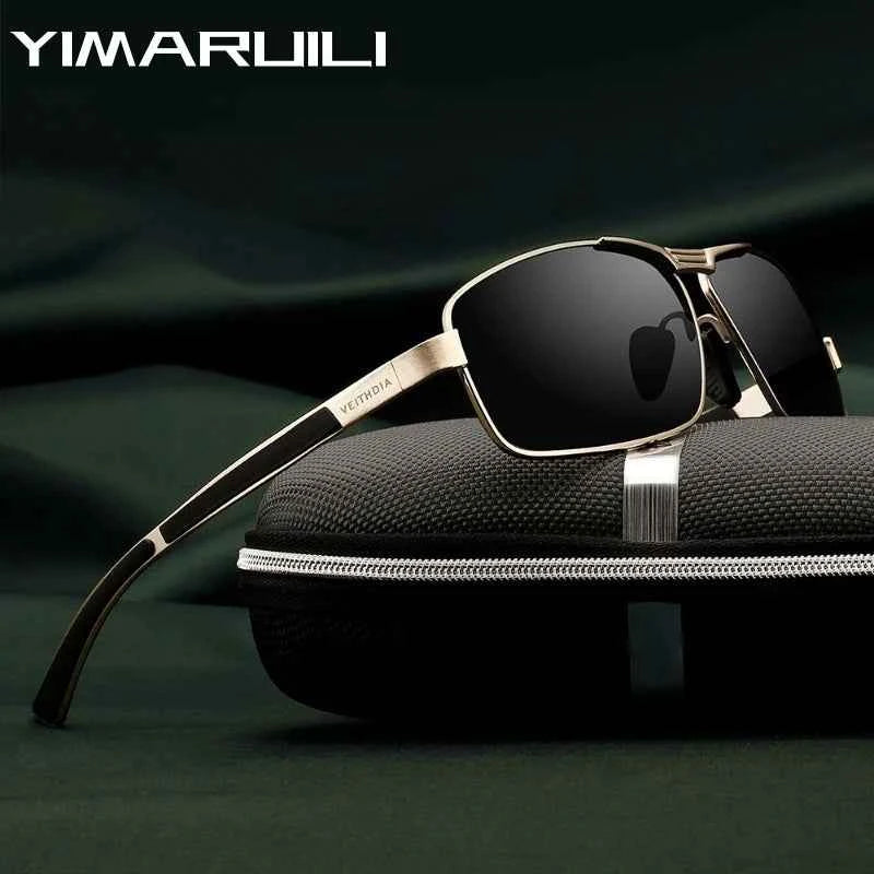 YIMARUILI 2490 Polarized Rectangle Sunglasses – Alloy Frame, UV400, Big Size 149mm
