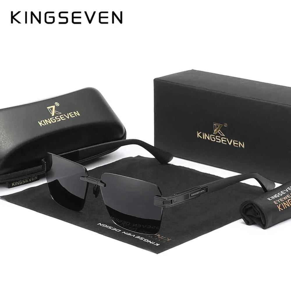 KINGSEVEN 722 Rimless Gradient Sunglasses – Alloy, Polarized, Anti-Reflective, UV400, Unisex