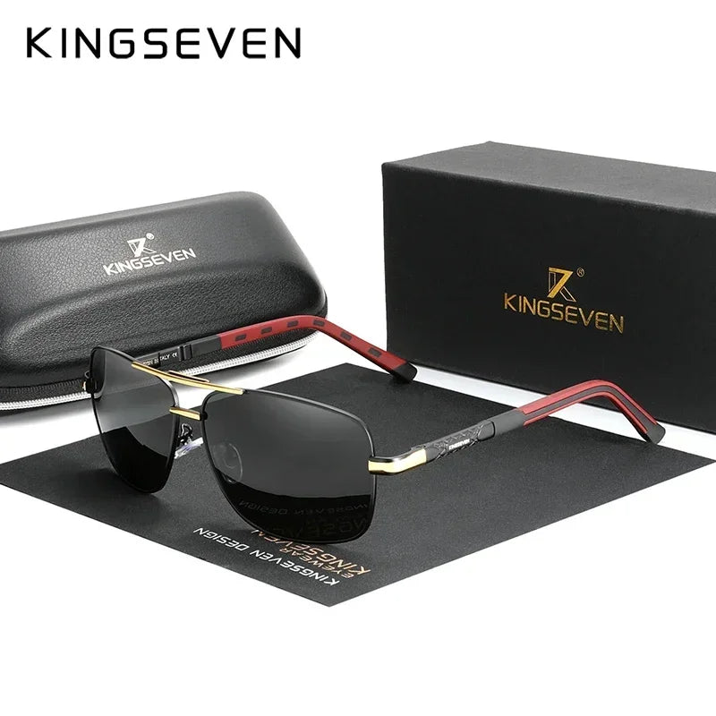 KINGSEVEN 724000 Polarized Sunglasses – Aluminium-Magnesium, Tall Rectangle, UV400, Unisex