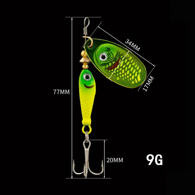 9g Rotating Fishing Bait Spoon Lure Metal Triple Hook Artificial Fish Wobbler Feeder for Enhanced Fishing Experience