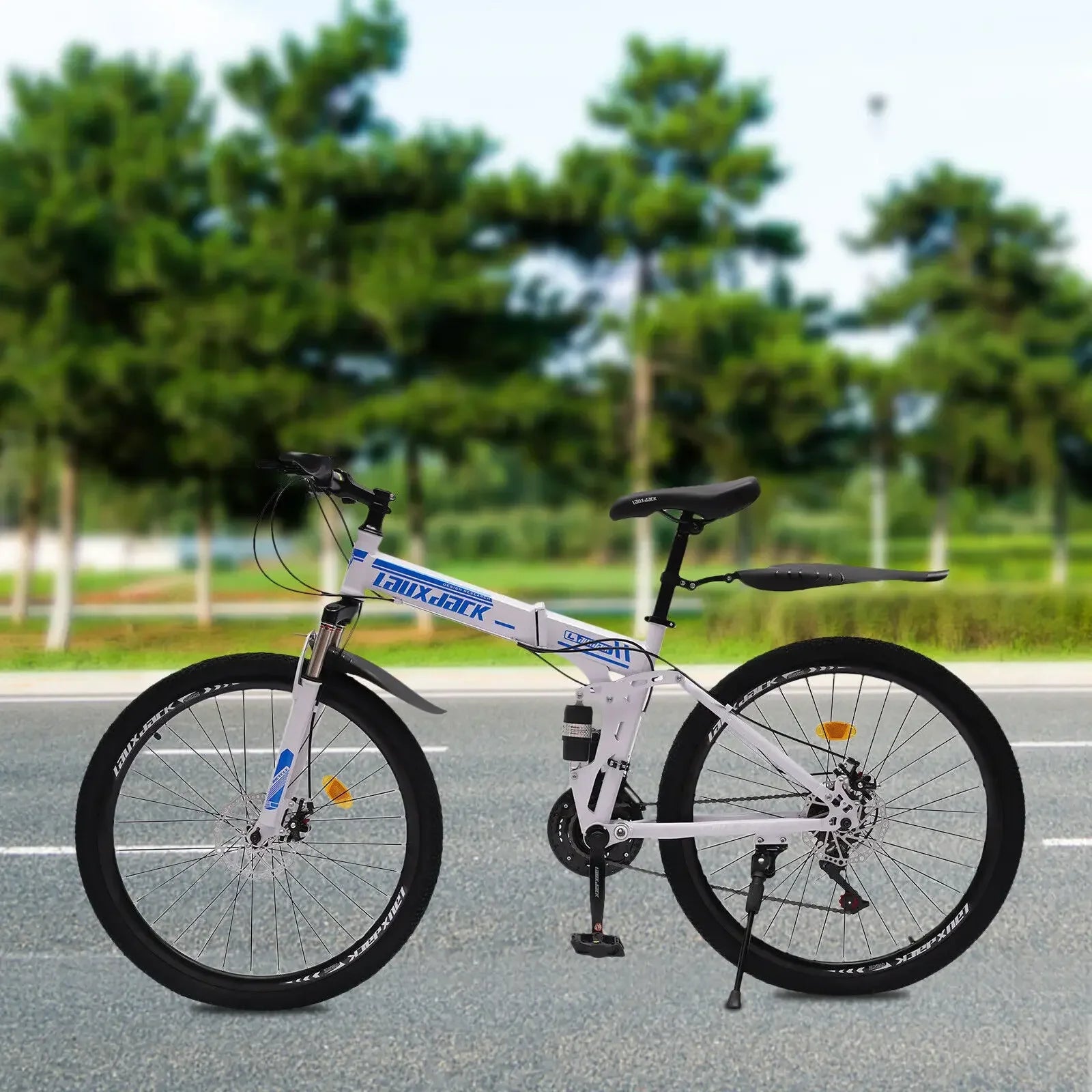 26" Folding Mountain Bike 21-Speed Dual Disc Brakes Men&