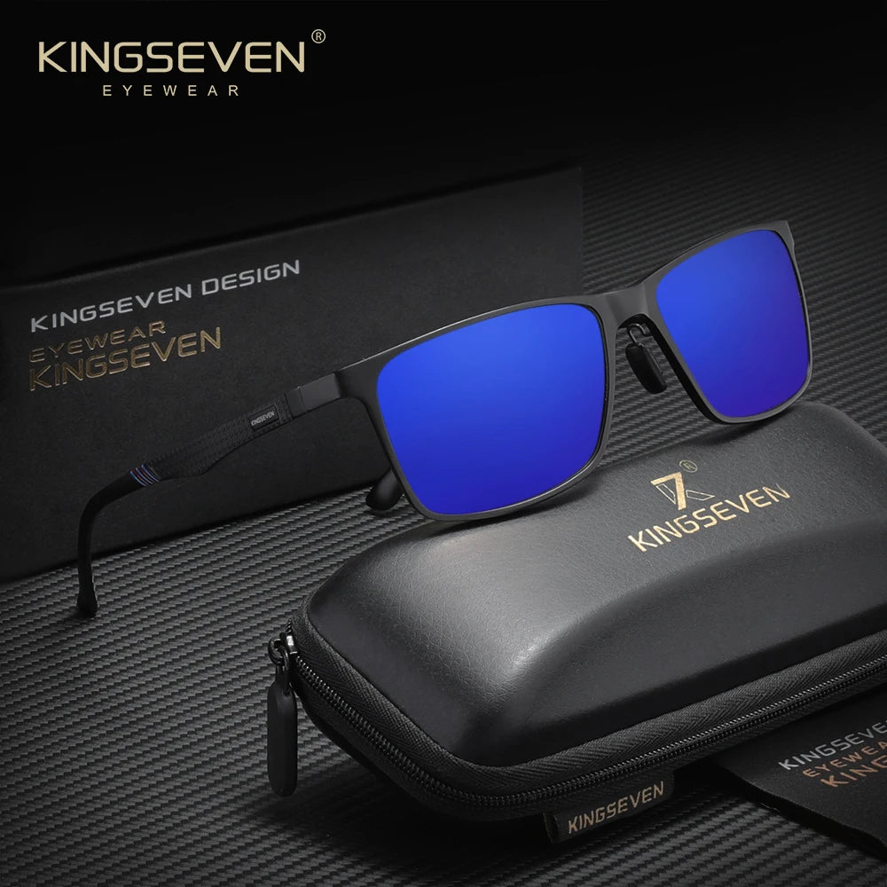 KINGSEVEN Polarized Rectangle Sunglasses – Aluminium Magnesium Frame, UV400 Mirror Lens