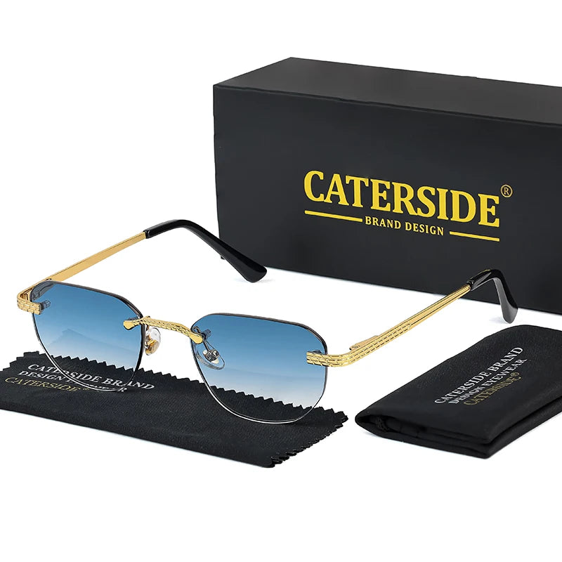 Retro Rimless Pilot Sunglasses – UV400 Copper Frame for Men & Women