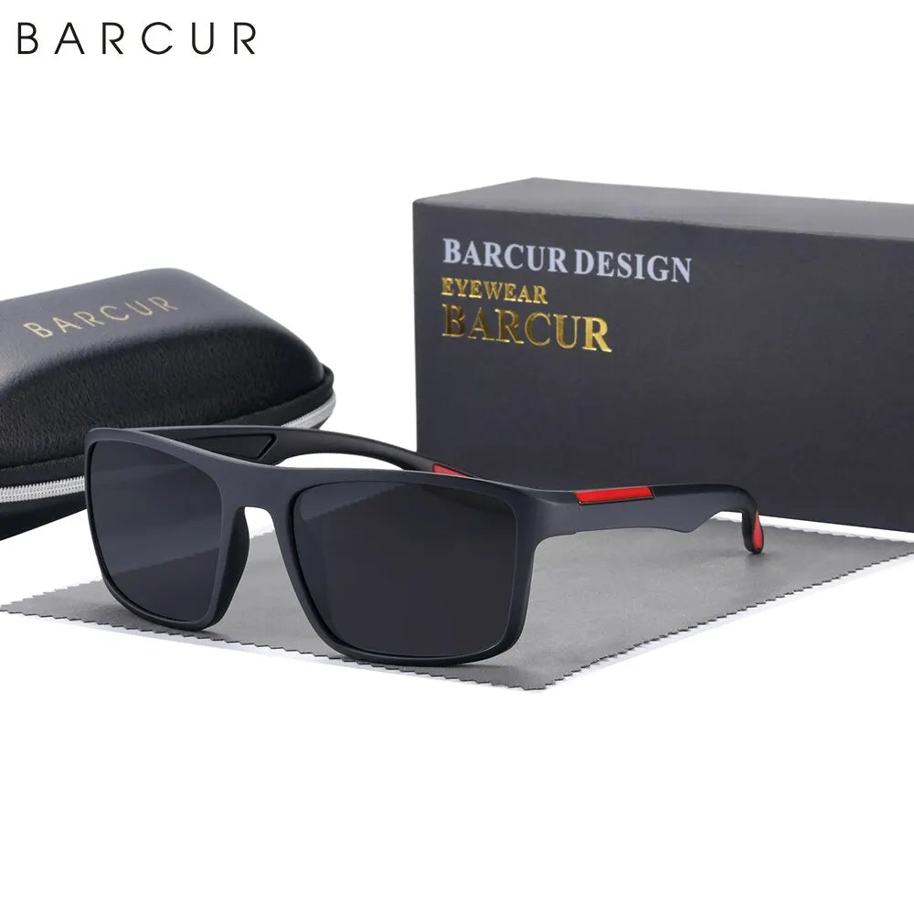 BARCUR TR-90 Polarized Rectangle Sunglasses – UV400 TAC Lens, Ultralight Frame, Men & Women