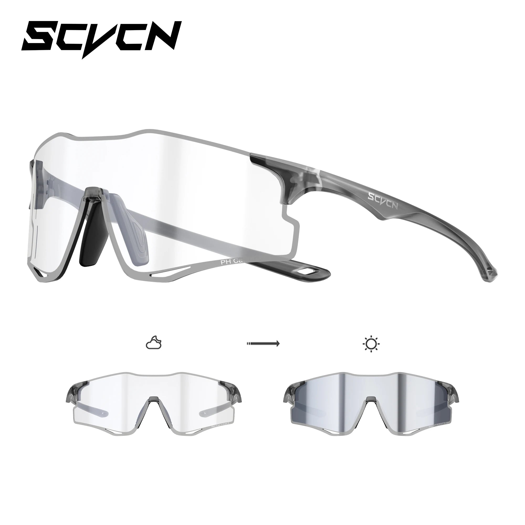SCVCN Lightweight Running Sunglasses Cycling Glasses Photochromic UV400 for Men Cycling Road Bike Glasses Women Casual Hiking