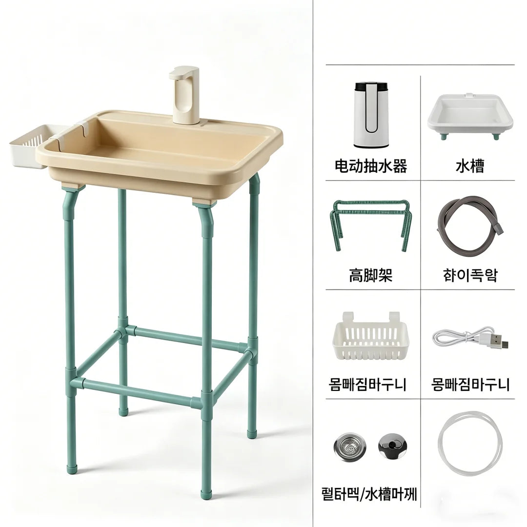 Portable Folding Camping Sink – Outdoor Wash Basin & Water Station | Short & High, Yellow & White