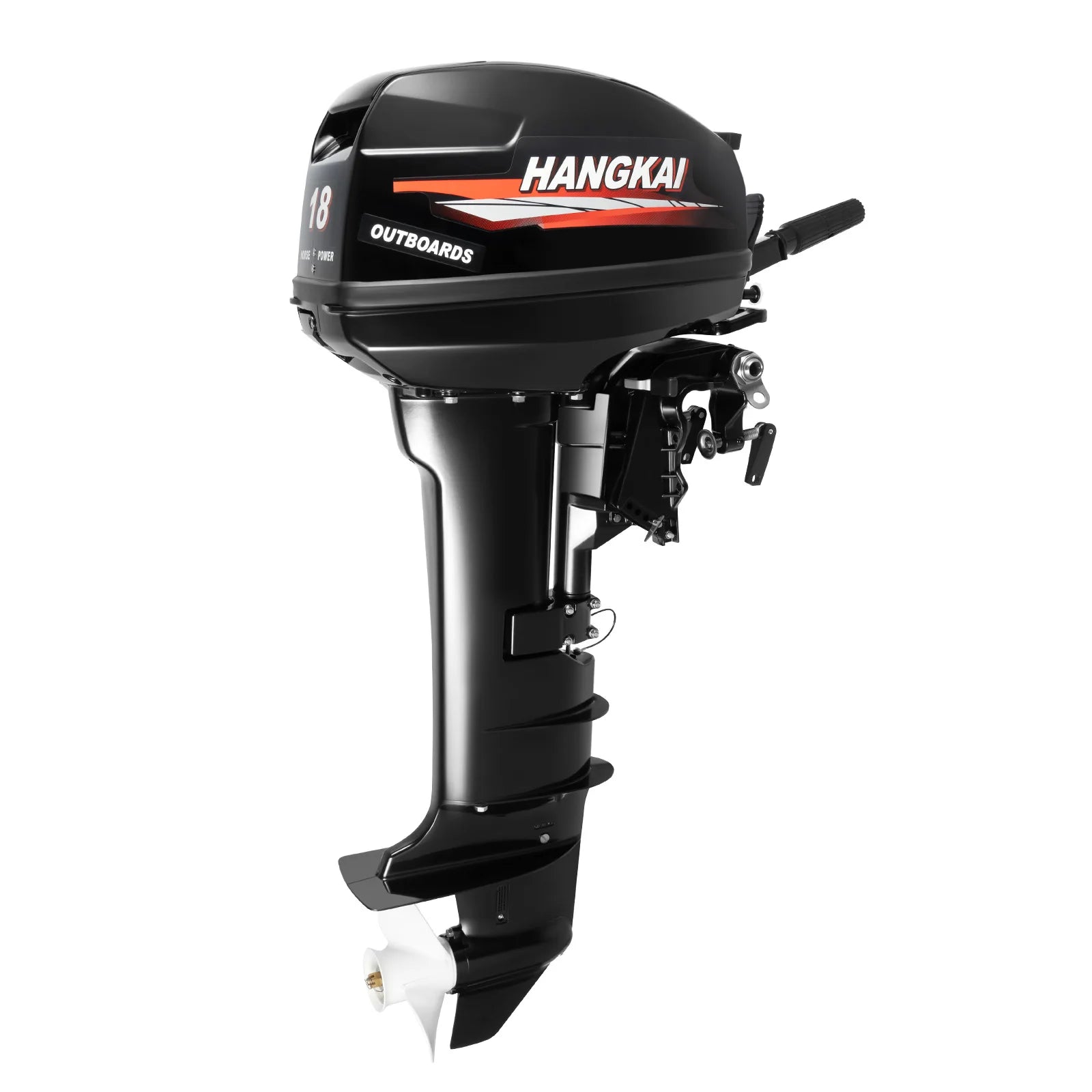 HangKai 18HP Outboard Motor, 2 Stroke 246CC Heavy Duty Outboard Boat Water Cooled Engine with CDI Ignition System Long Shaft