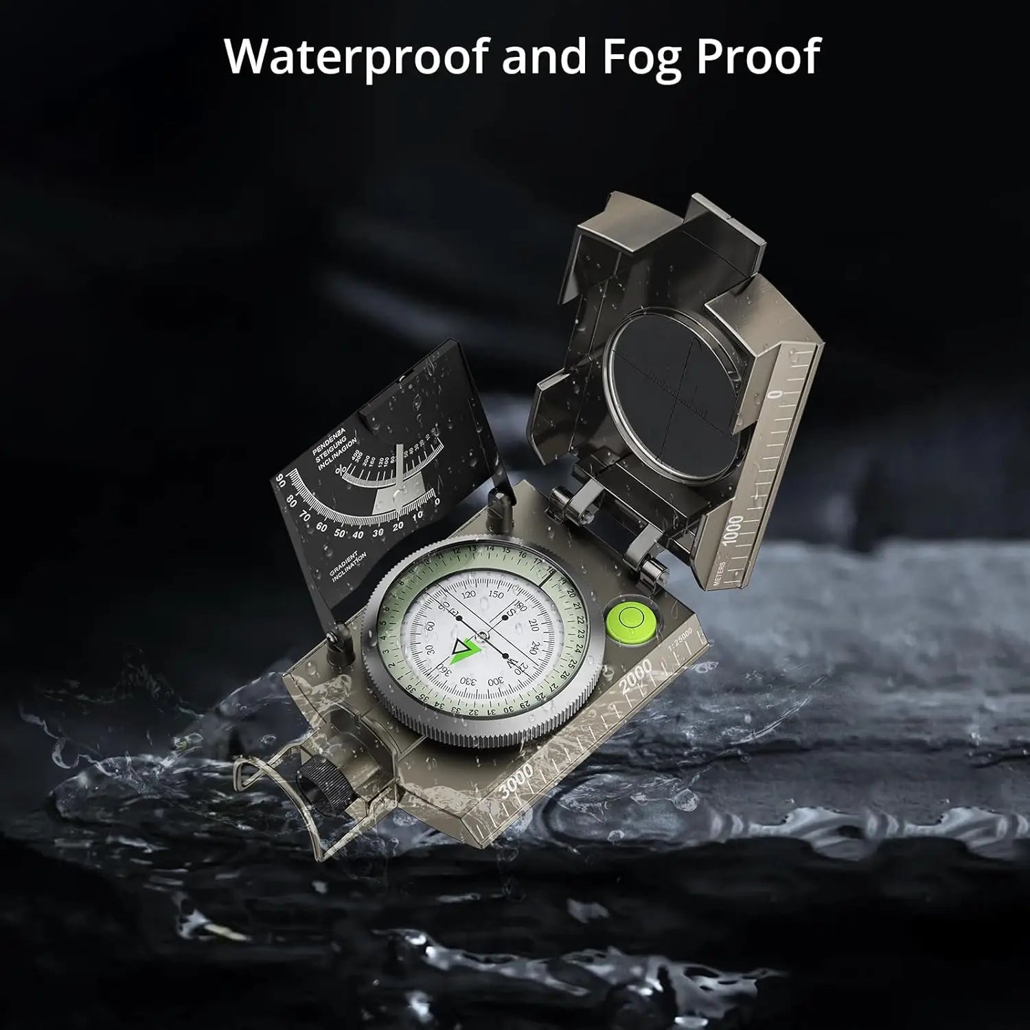 IP65 Waterproof Metal Compass with Clinometer – Precision Navigation for Camping, Hunting & Hiking