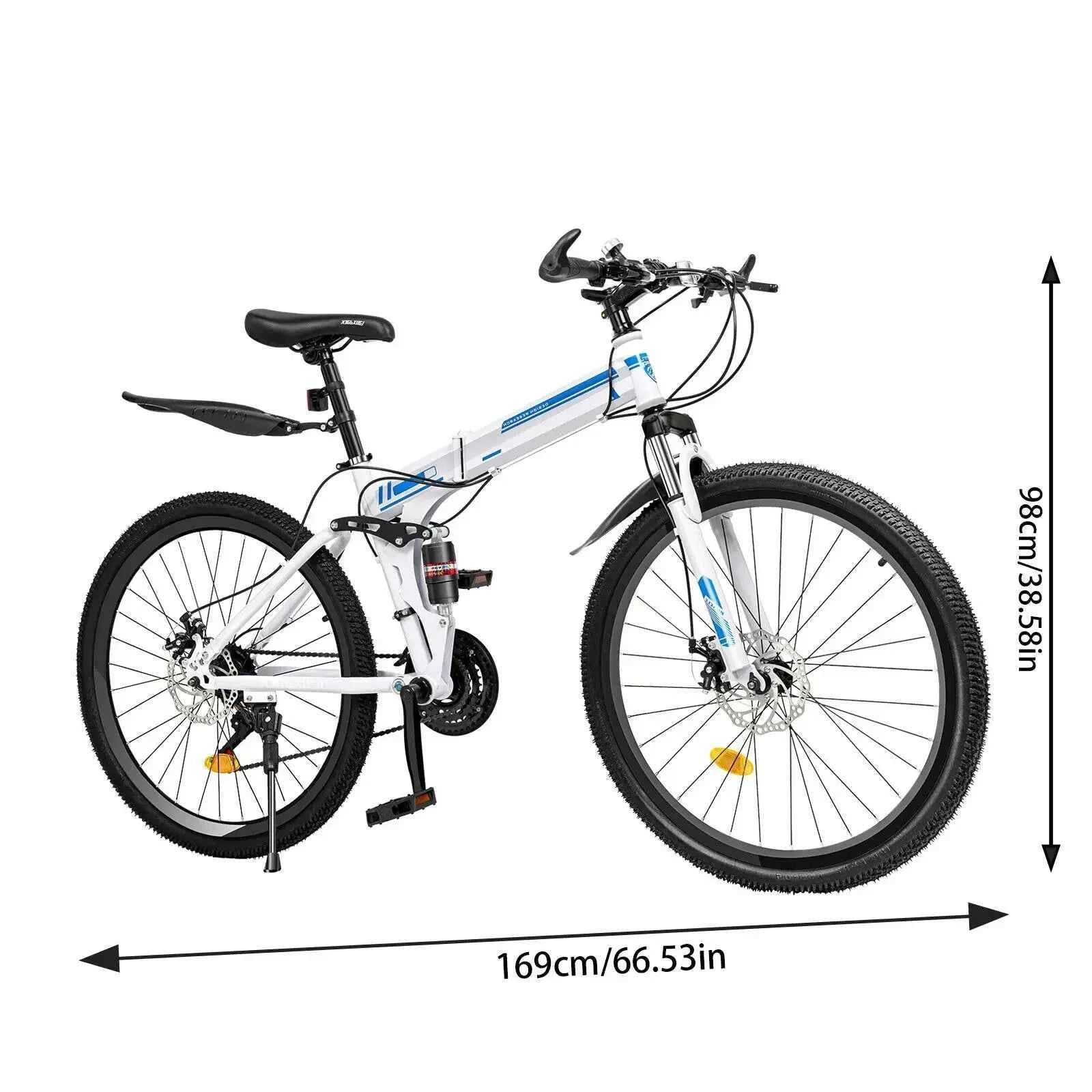 26" Folding Mountain Bike 21-Speed Dual Disc Brakes Men&
