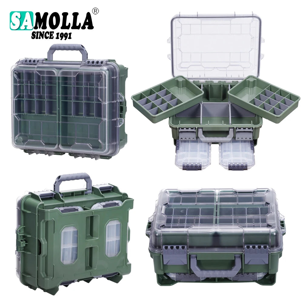 Large Capacity Waterproof Fishing Tackle Box – Hard Shell | Multi-Compartment | Portable | Fishing & Camping