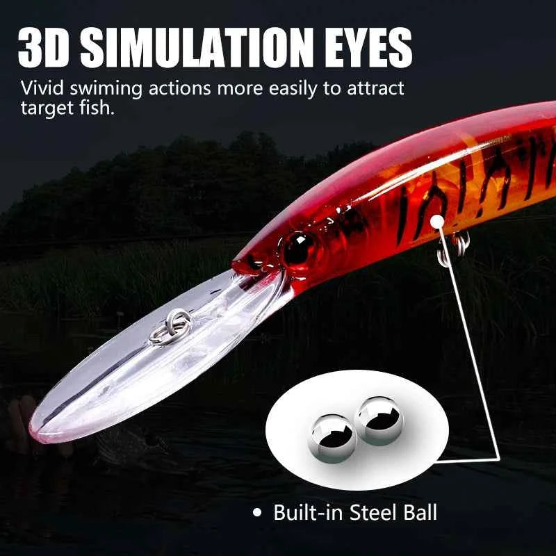 150mm 15g Deep Diving Jerkbait Minnow Fishing Lure – Hard Bait Wobbler with Rattle for Bass & Pike