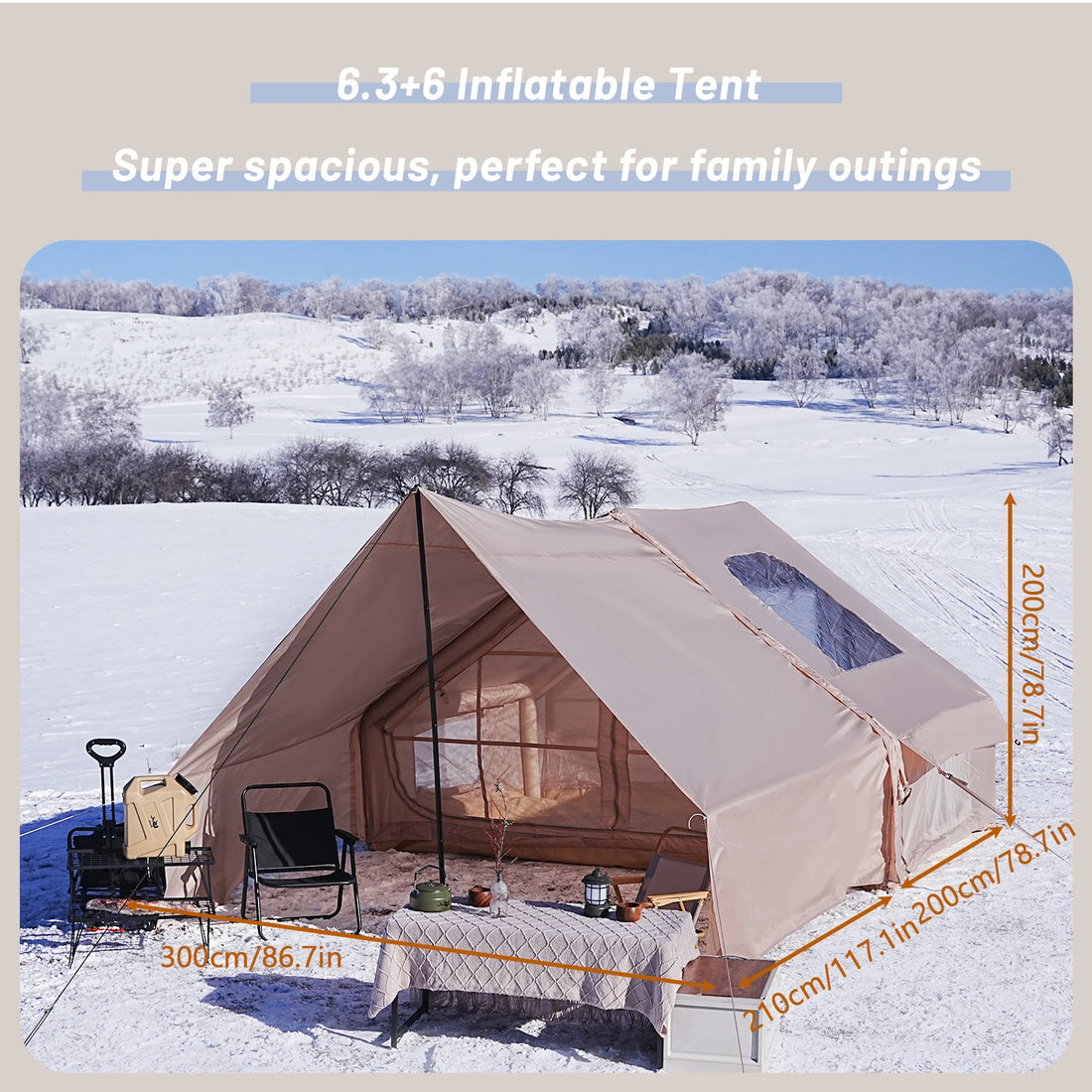 PAKICETUS Inflatable Camping Tent – 4-8 Person Portable 4-Season Waterproof Tent with Windows