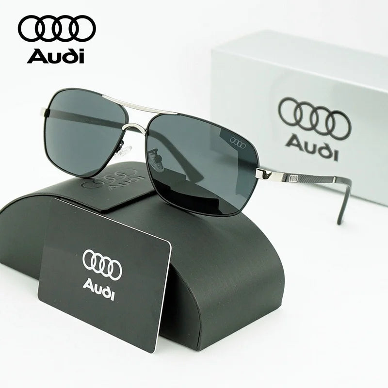 Audi Polarized Sunglasses – Unisex UV400 Square Aviator Alloy Frame Business & Driving Shades