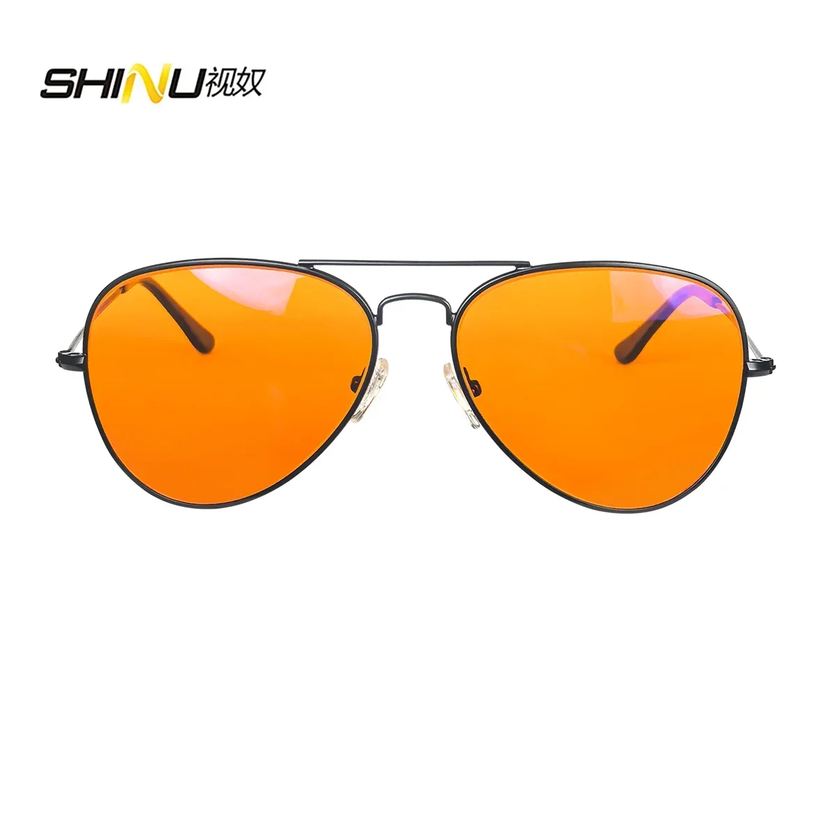 SHINU 3001 Blue Light Blocking Glasses – Red, Orange & Yellow Lenses, 3 Sizes, Stainless Steel