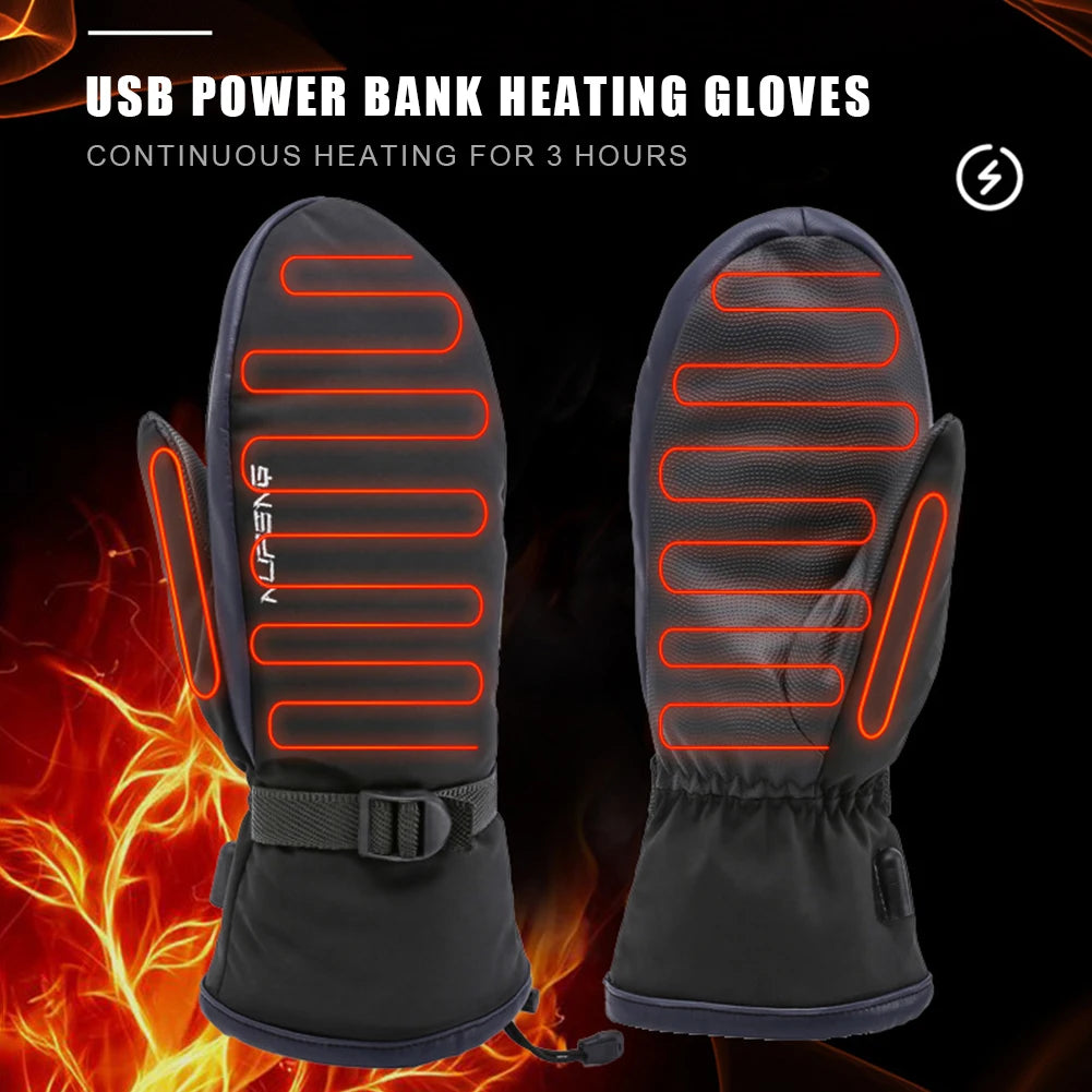 USB Electric Heated Gloves – Waterproof 3-Temperature Gloves for Hiking, Climbing & Cycling