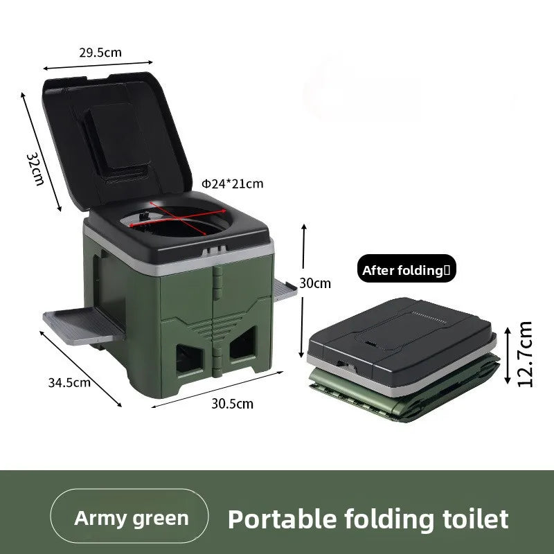 Folding Portable Camping Toilet – Odor-Proof | Adult Commode | Car Emergency & Outdoor Use | 3 Colours