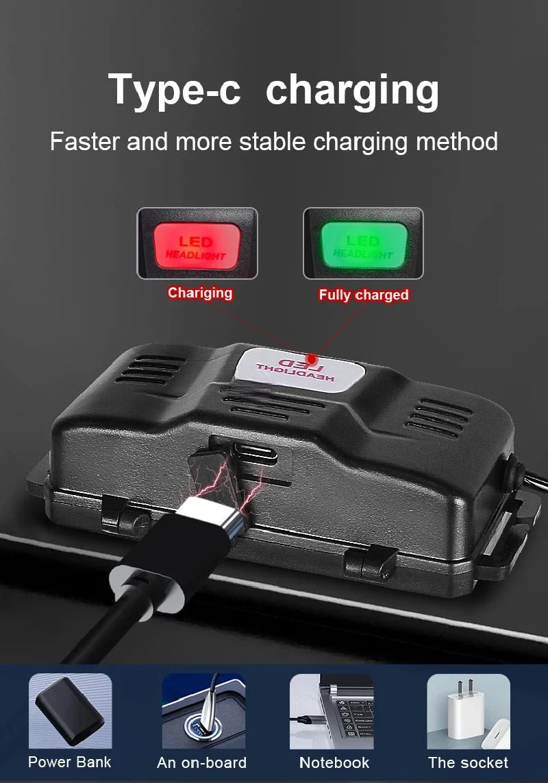 2026 New Super Powerful Headlamp 800W LED IR Sensor Headlight Rechargeable Head Flashlight 5000 Meter Head Lamp Fishing Lantern