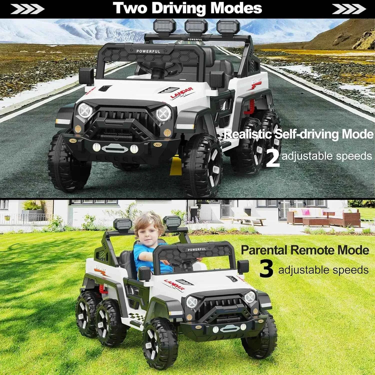 24V Power Wheels Ride on Car for Kids with Remote Control,6 Wheels, 4WD Switchable,Bluetooth, 3 Speeds,Electric Vehicles Battery