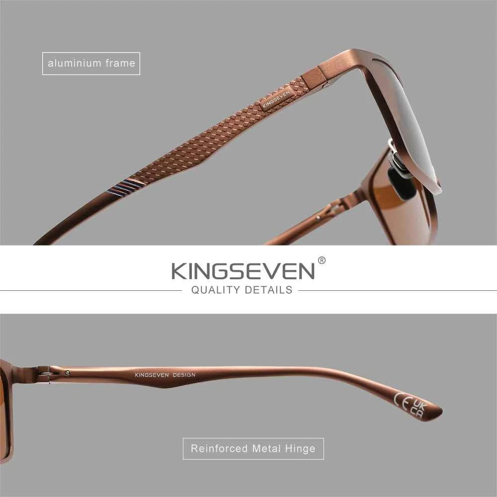 KINGSEVEN Polarized Rectangle Sunglasses – Aluminium Magnesium Frame, UV400 Mirror Lens