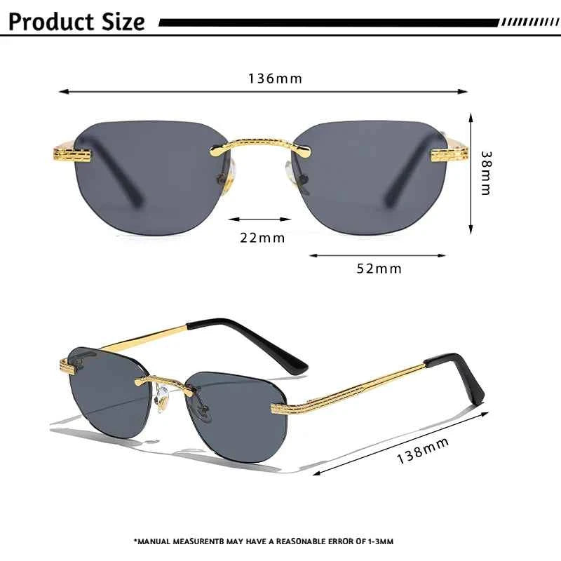 Retro Rimless Pilot Sunglasses – UV400 Copper Frame for Men & Women