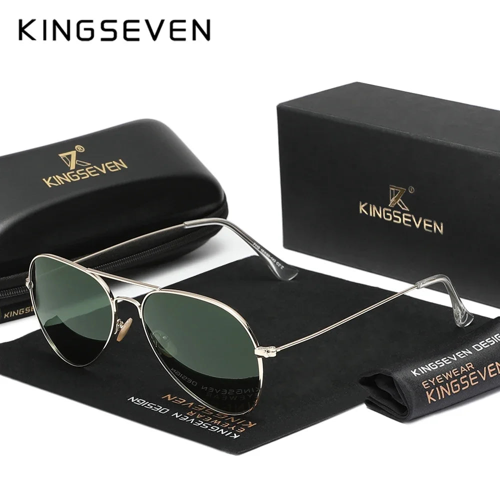 KINGSEVEN 7115 Pilot Polarized Sunglasses – Alloy Frame, Mirror, UV400, Unisex